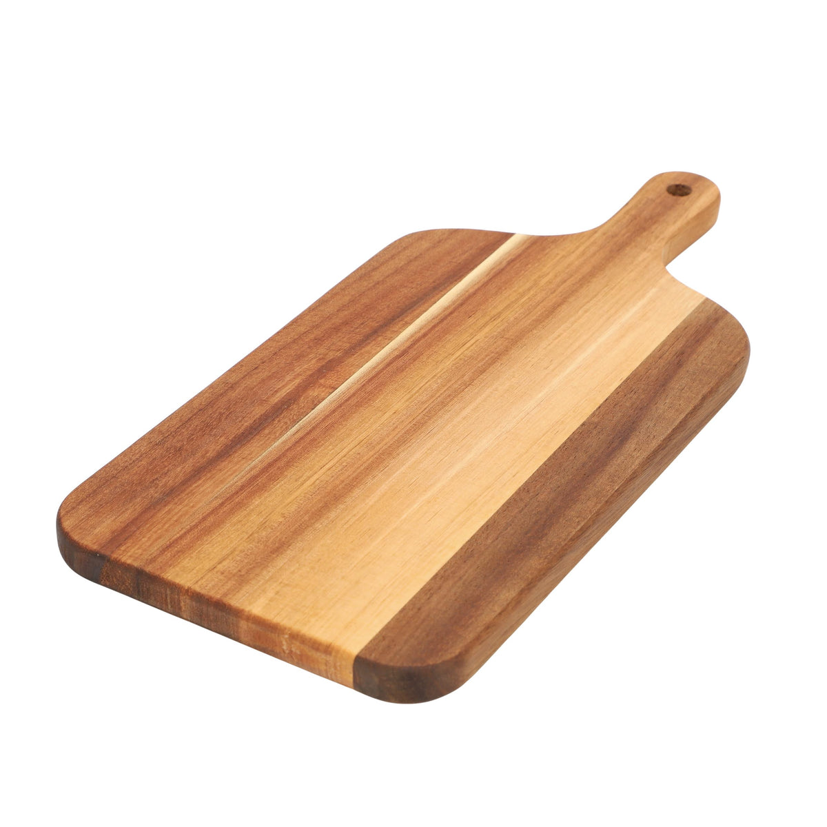 Acacia Wood Charcuterie Board with Handle, 11.5 Inch Rectangle Cheese and Serving Board, Natural, Elama