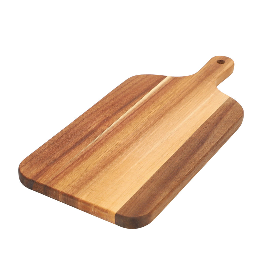Acacia Wood Charcuterie Board with Handle, 11.5 Inch Rectangle Cheese and Serving Board, Natural, Elama