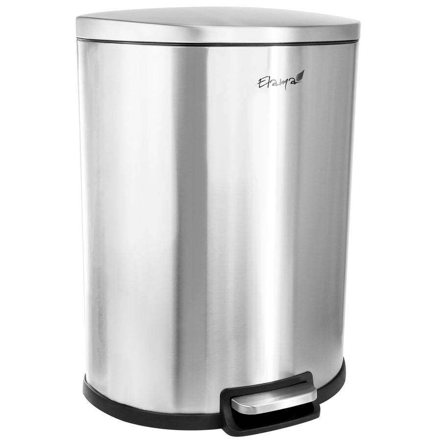 Elama 13 gallon half-circle stainless steel step trash can with foot pedal