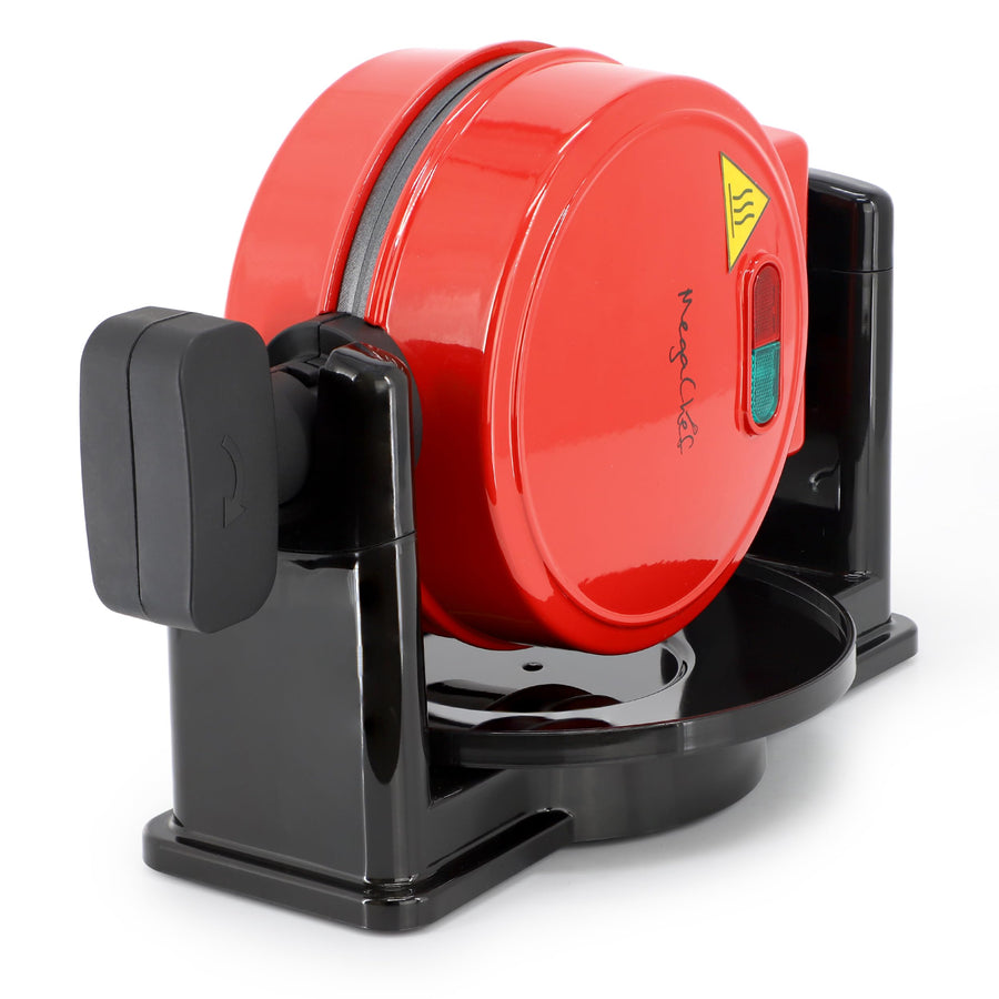 MegaChef MC-B046 5-Inch Nonstick Flip Belgian Waffle Maker, Red