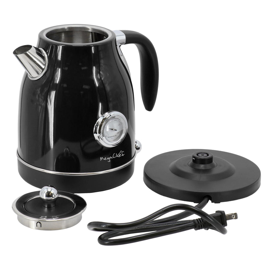 MegaChef 1.8-Quart Electric Tea Kettle & 2-Slice Toaster Combo, Black
