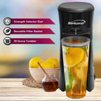 Brentwood KT-2121BK Single Serve Iced Coffee & Tea Maker with 20 oz Insulated Tumbler - Black