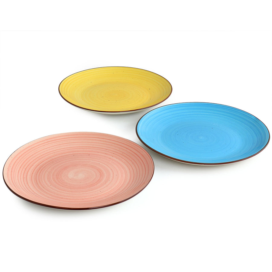 Elama Sebastian 6-Piece Round Stoneware Dinner Plate Set, Assorted Colors