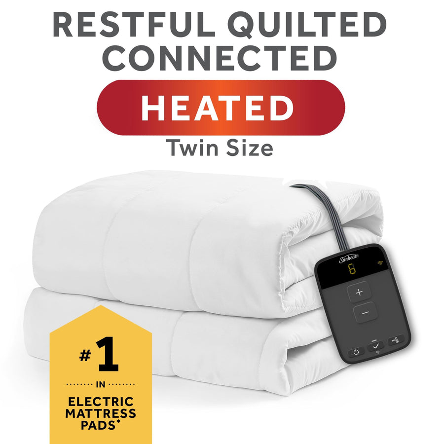 Sunbeam Wi-Fi Connected Heated Mattress Pad, Full, White