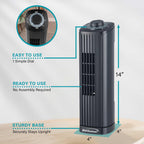Brentwood 14-Inch 3-Speed Oscillating Portable Tower Fan, Black