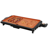 MegaChef 18.89 inch copper-coated electric grill and griddle in black with detachable thermostat and drip tray