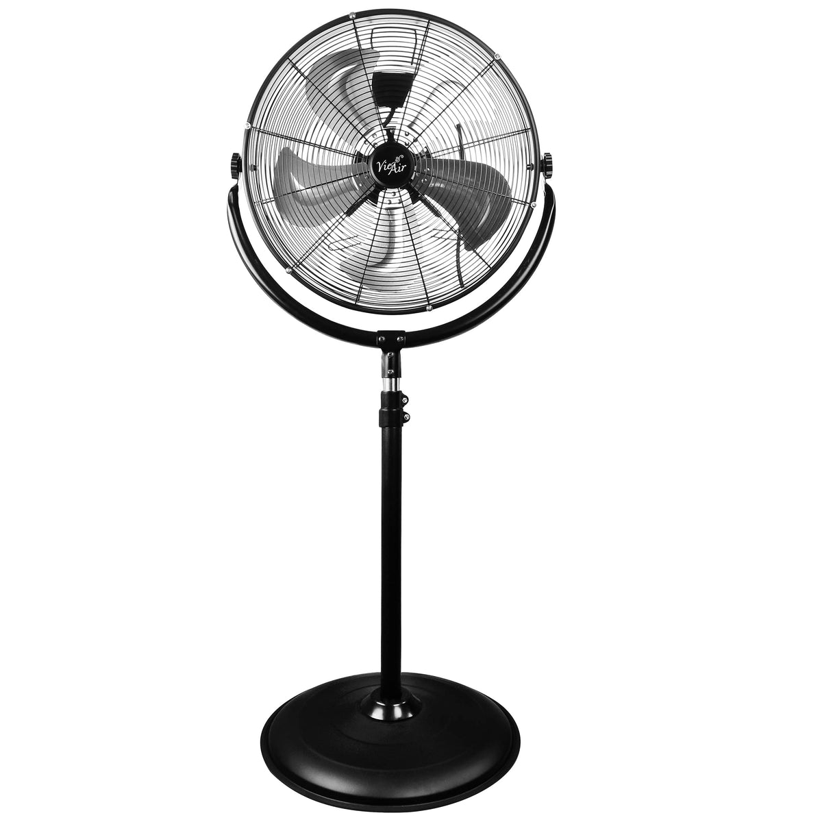 Vie Air VA-20PMC 20 Inch Industrial Metal Drum Fan, 3-Speed 360 Degree Tilting Pedestal