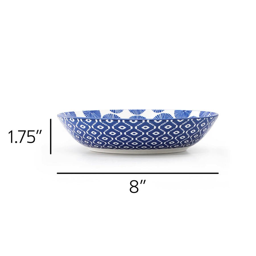 Elama Aurora 8 inch porcelain bowl measuring 1.75 inches high