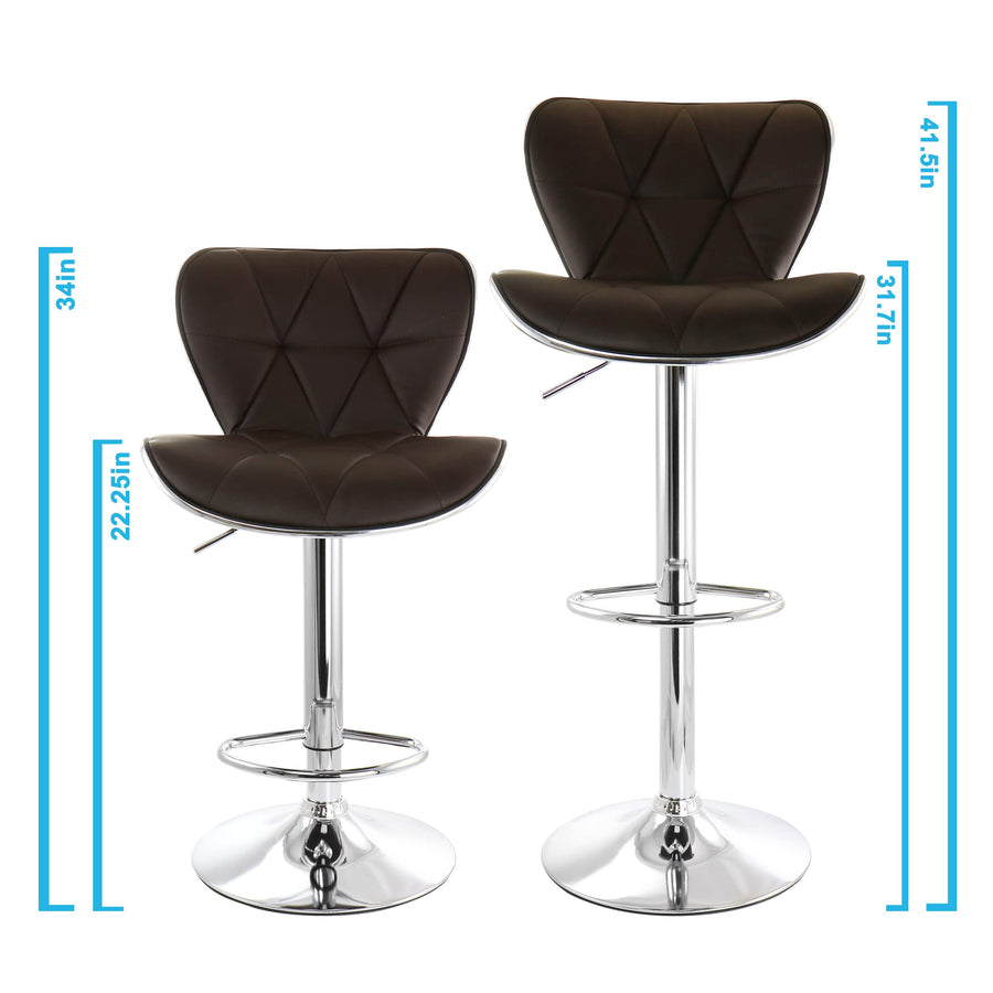 Elama ELM-712 Diamond Tufted Faux Leather Bar Stools, Brown, Set of 2
