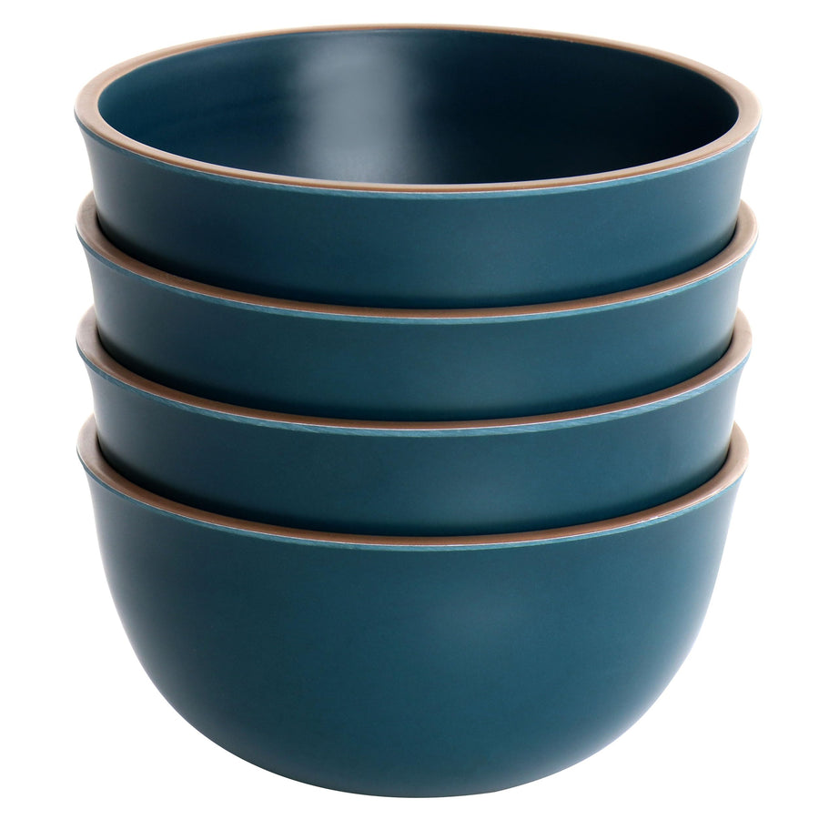 Gibson Home Rockabye 4-Piece Melamine Coupe Cereal Bowl Set, Matte Teal