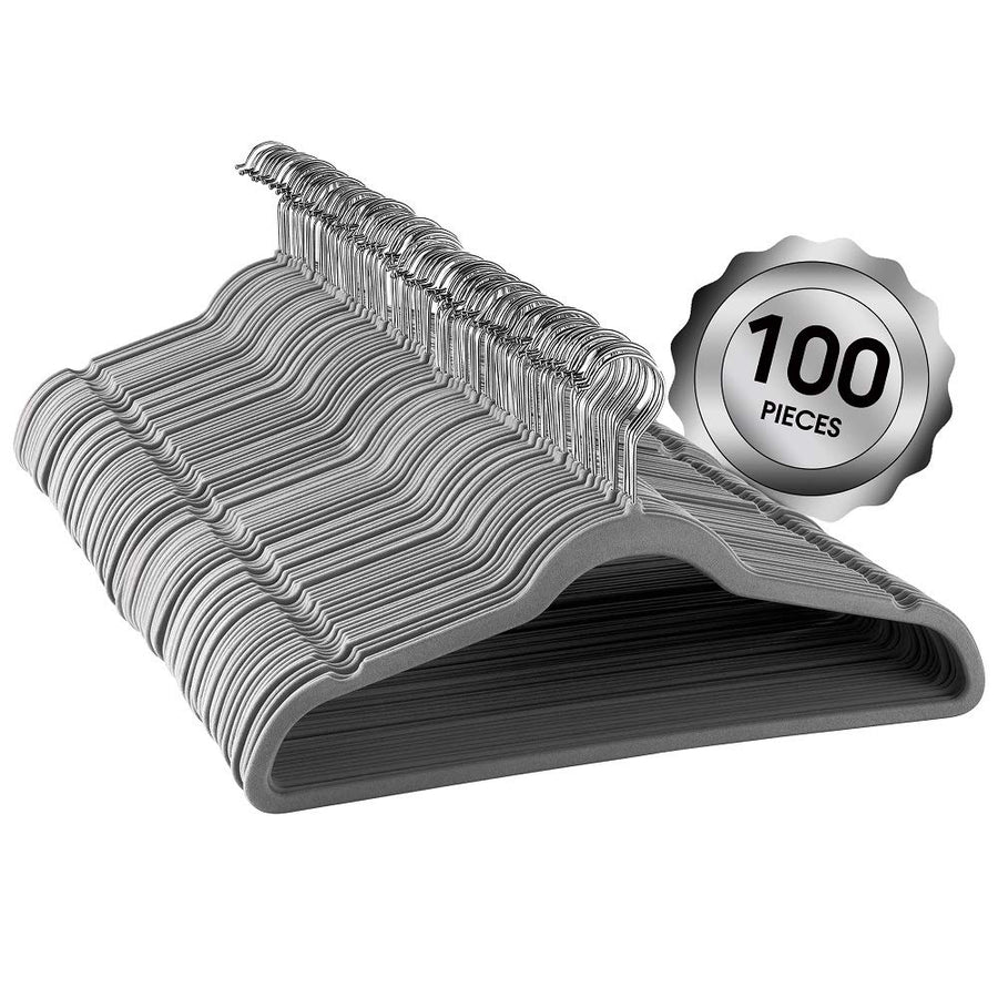 Elama velvet slim hanger Gray 100 pack