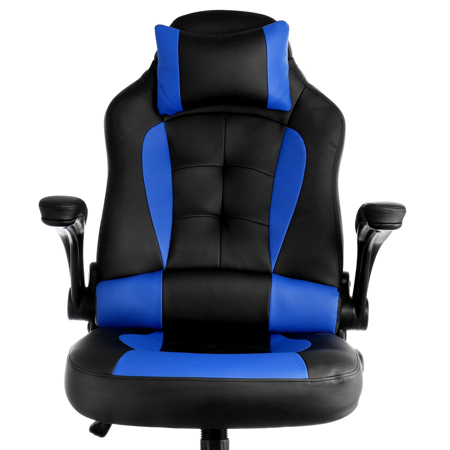 Elama Adjustable Swivel Office and Gaming Chair, Blue, Padded Faux Leather, 250 lb