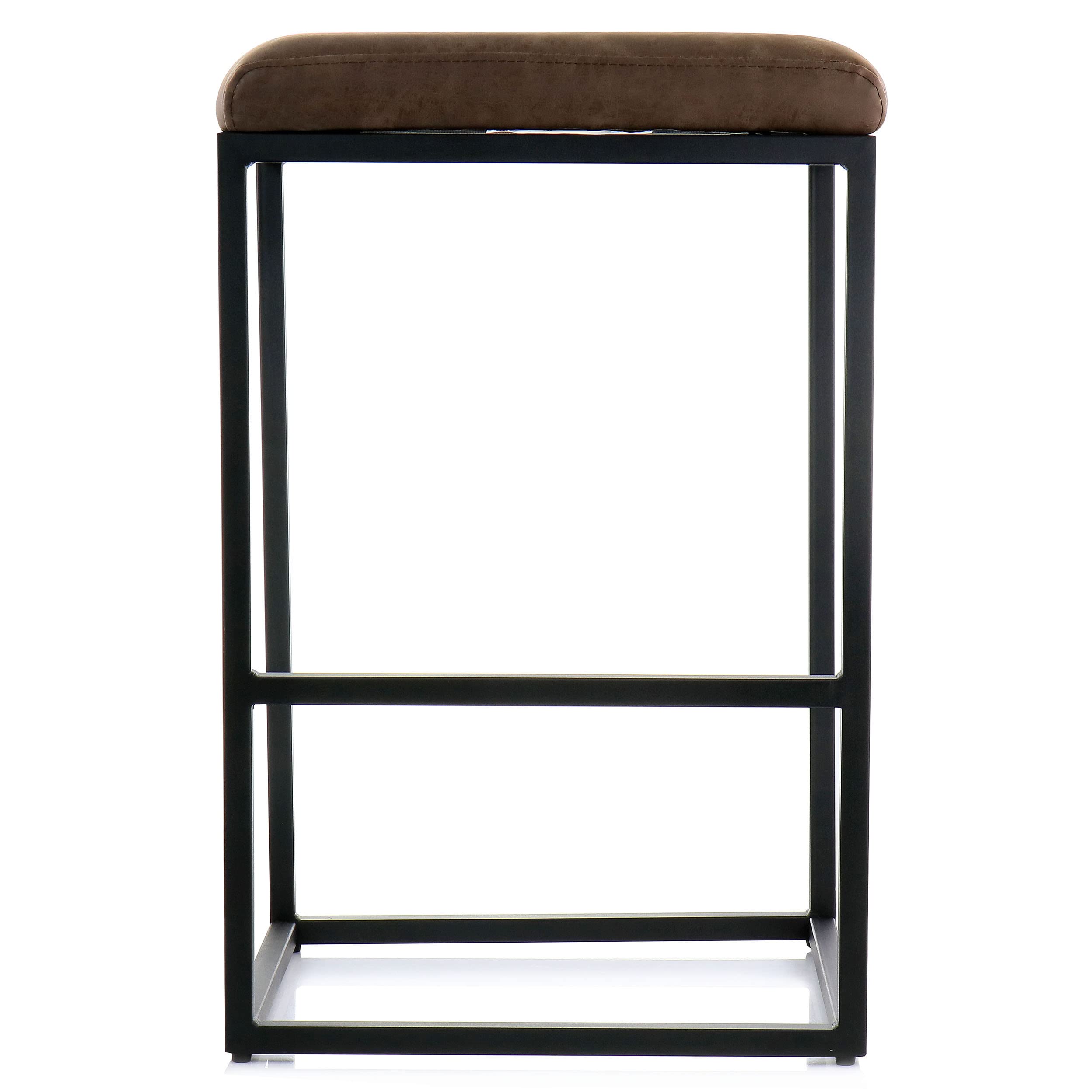 Elama Faux Leather Adjustable Bar Stool Set of 2 – Brown with Black Base (ELM-2102)