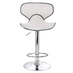 Elama 2-Piece Faux Leather Adjustable Bar Stool Set - White with Chrome Base, 360-Degree Swivel, Holds 250 lb