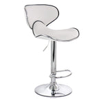 Elama 2-Piece Faux Leather Adjustable Bar Stool Set - White with Chrome Base, 360-Degree Swivel, Holds 250 lb