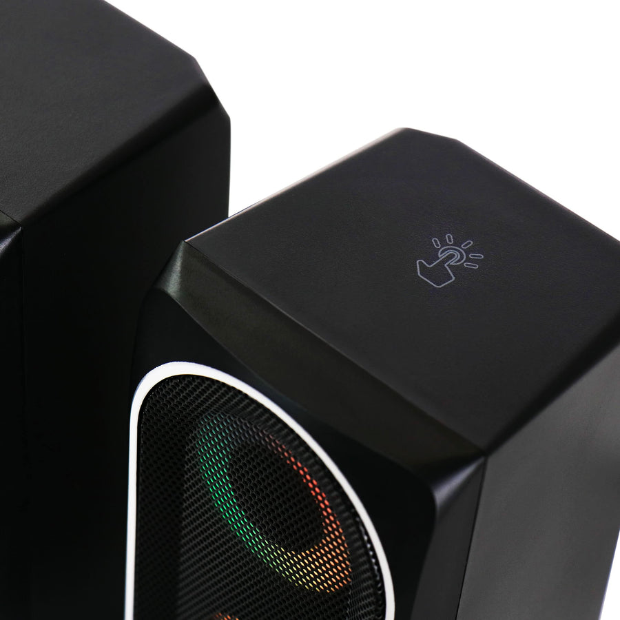 beFree Sound 2.0 Computer Gaming Speakers with LED RGB Lights, Black