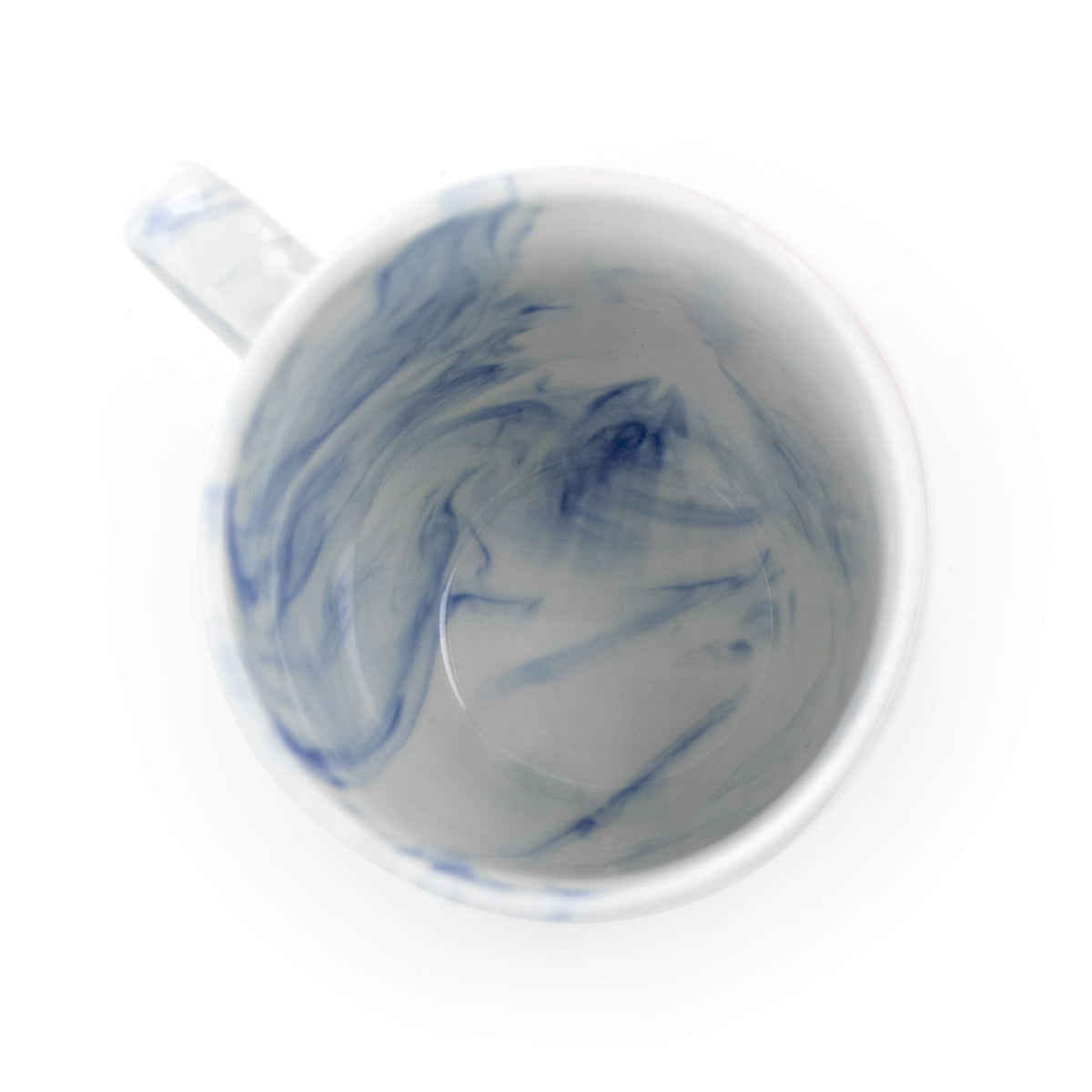 Marble Stoneware Dinnerware Set for 4, 16 Piece with Mugs, Glossy Blue and White, Elama Fine Marble