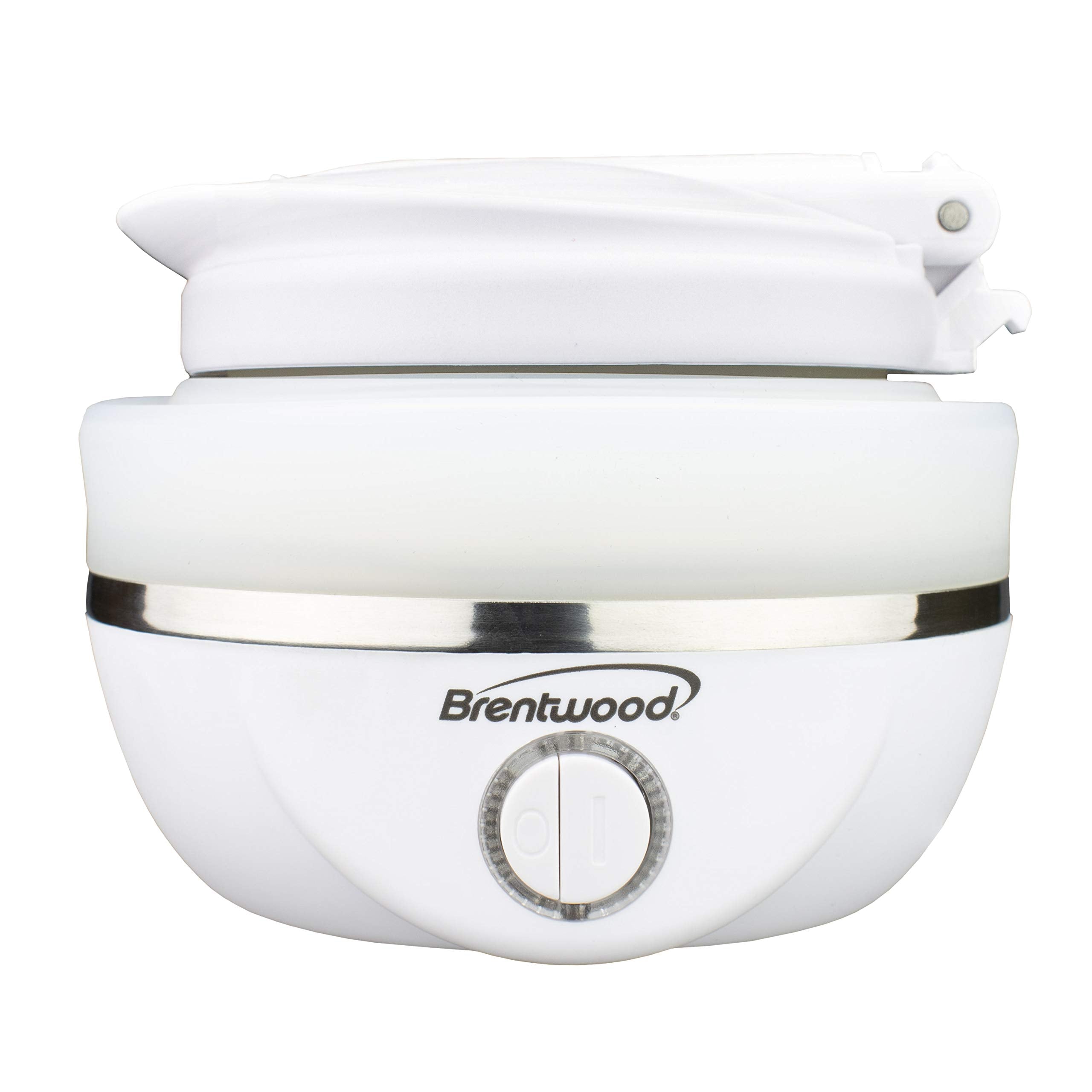 Brentwood Dual Voltage 3.3-Cup Collapsible Travel Kettle – White, 800W Silicone Folding Electric Kettle for Travel