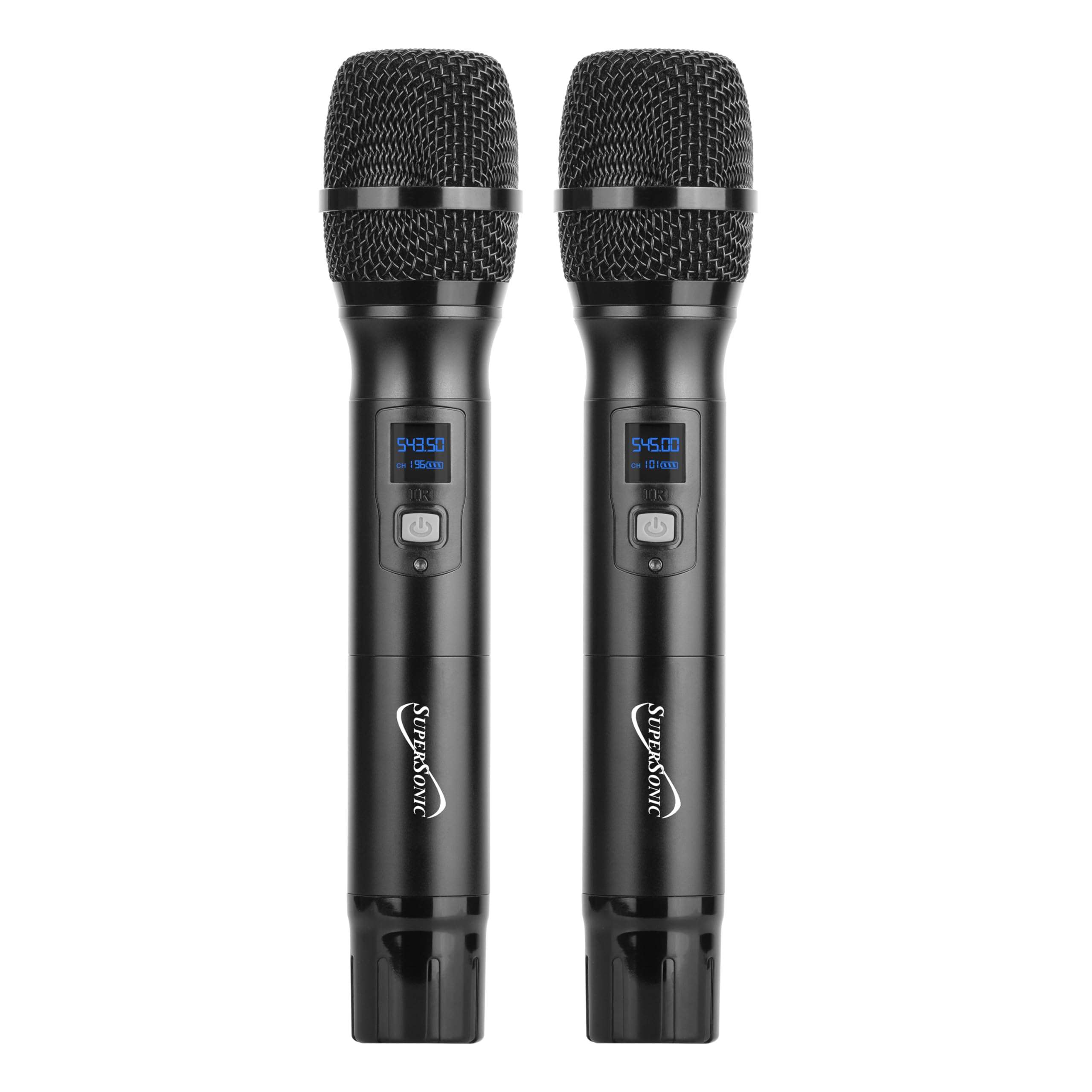 SuperSonic SC-930UHF Dual Selectable Channel UHF Wireless Microphone System - 300ft Range, 2 Handheld Mics, XLR Outputs, Hard Case