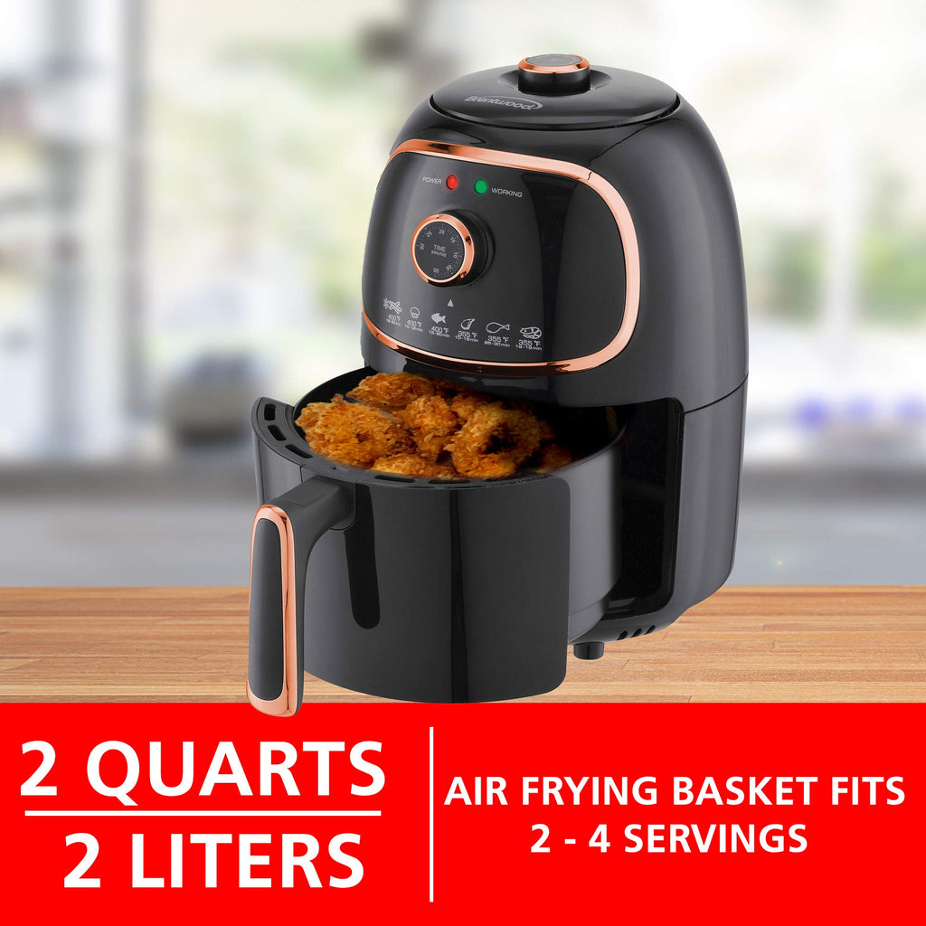 Brentwood 2-Quart Small Electric Air Fryer with Timer and Temperature Control, Black