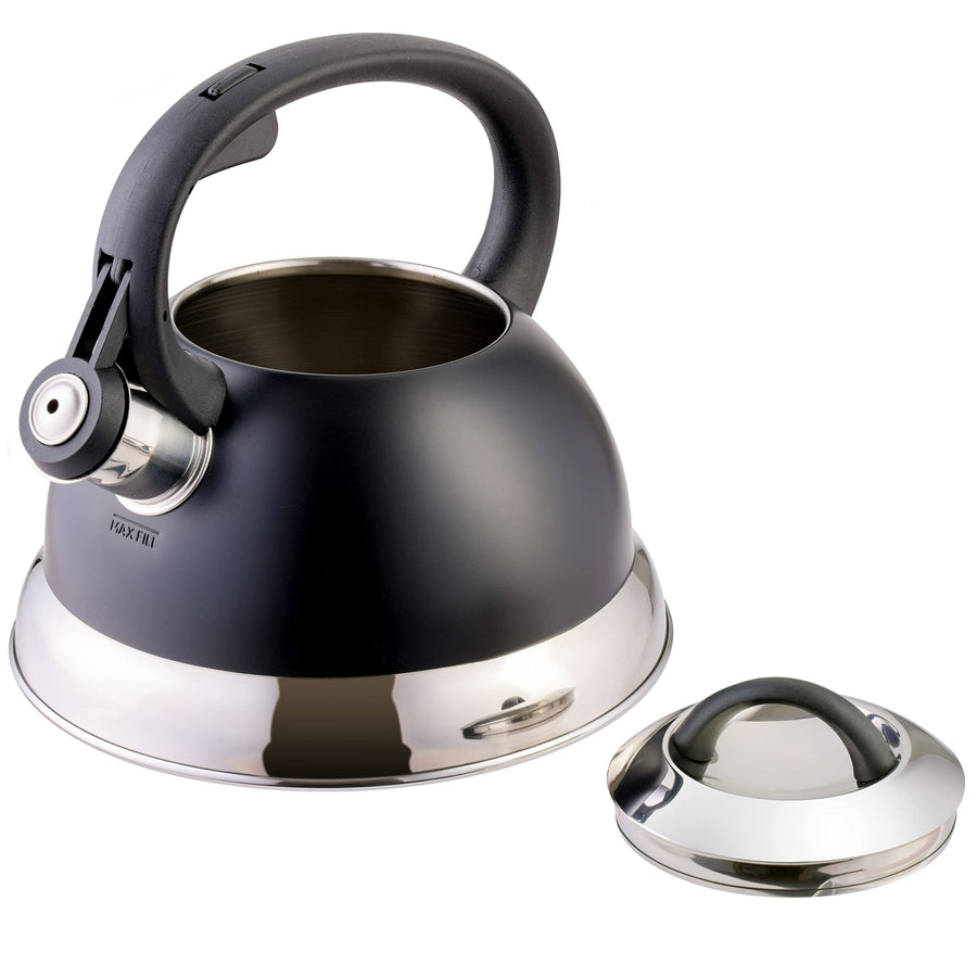 Mr. Coffee Flintshire 1.75-Quart Stainless Steel Whistling Tea Kettle, Matte Black