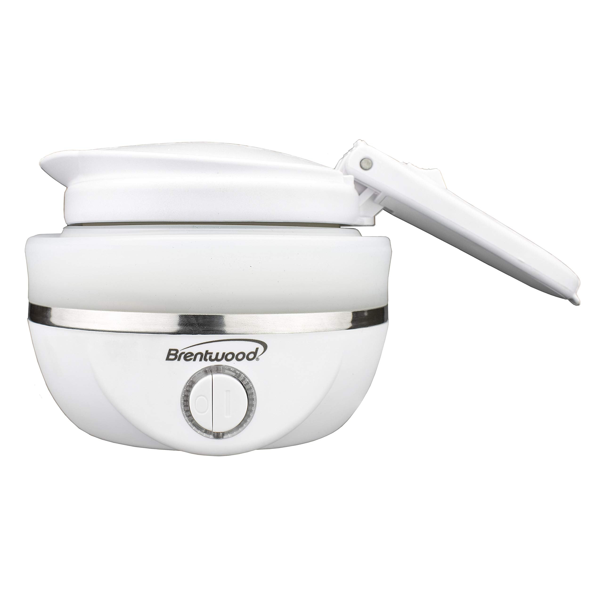 Brentwood Dual Voltage 3.3-Cup Collapsible Travel Kettle – White, 800W Silicone Folding Electric Kettle for Travel