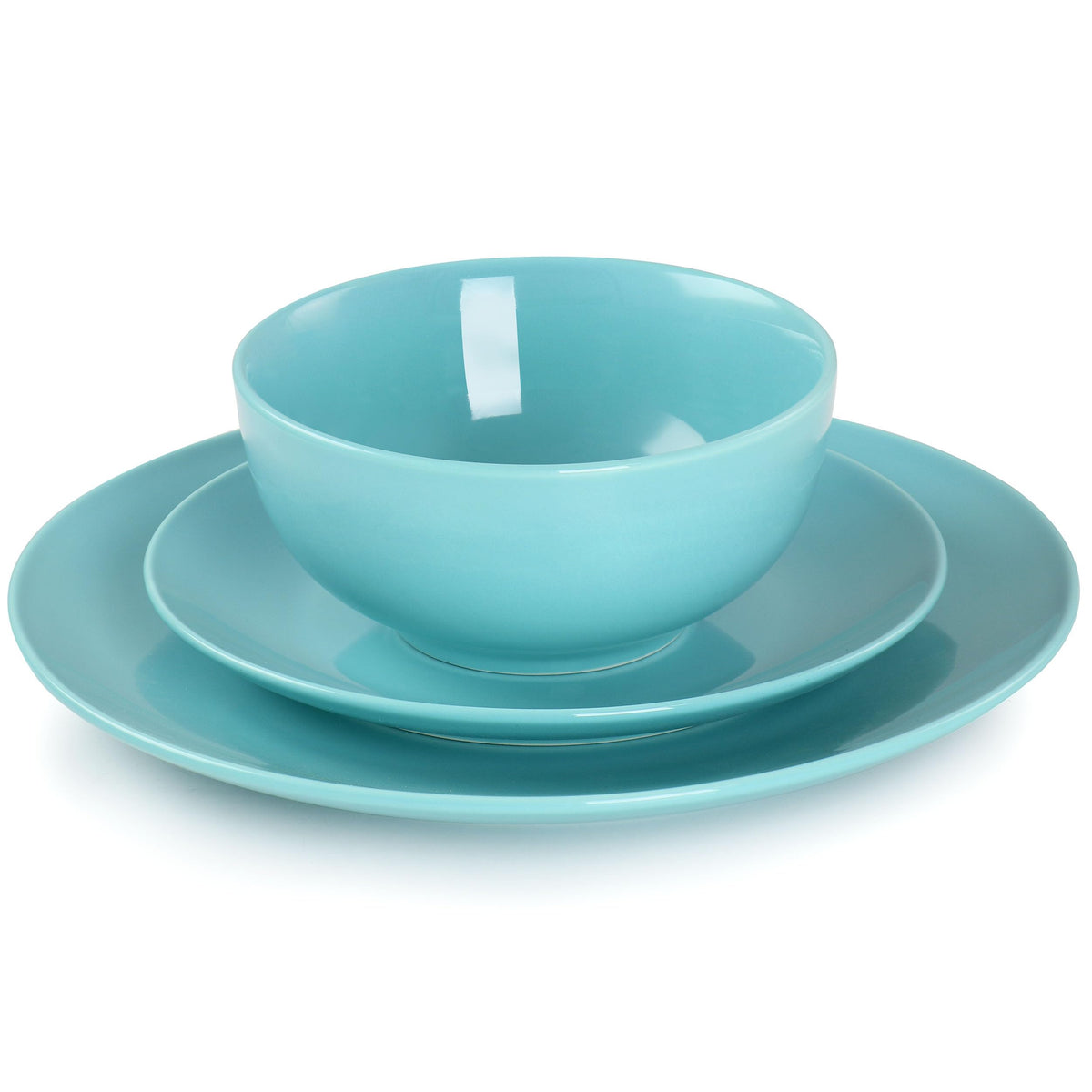 Elama Luna 18-Piece Round Porcelain Dinnerware Set, Blue, Service for 6