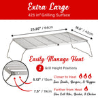 Brentwood BB-17X25SS 25 x 17 in Heavy-Duty Stainless Steel Portable Folding Campfire Grill with Carry Bag