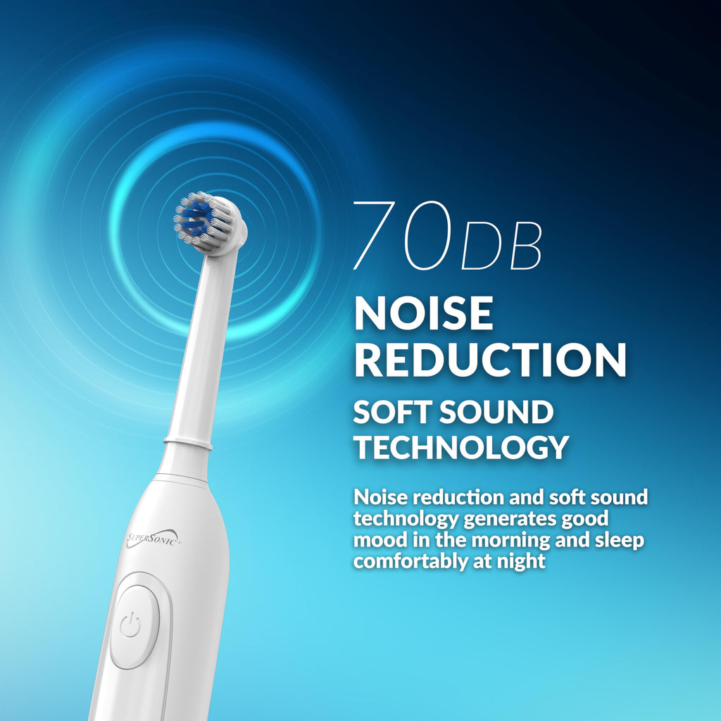 Supersonic Sonic Zoom+ Rechargeable Toothbrush with 6 Brush Heads, White