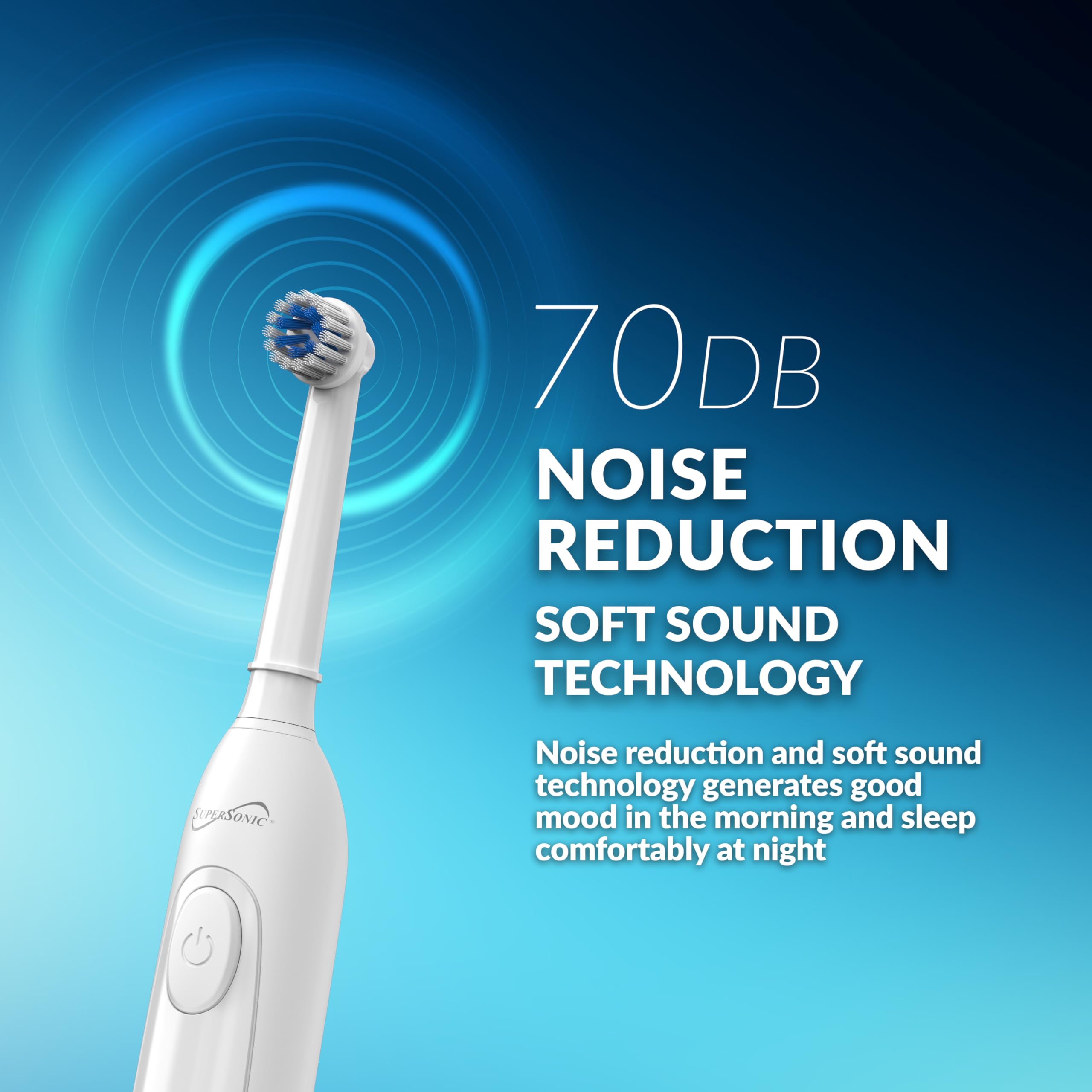Supersonic Sonic Zoom+ Rechargeable Toothbrush with 6 Brush Heads, White