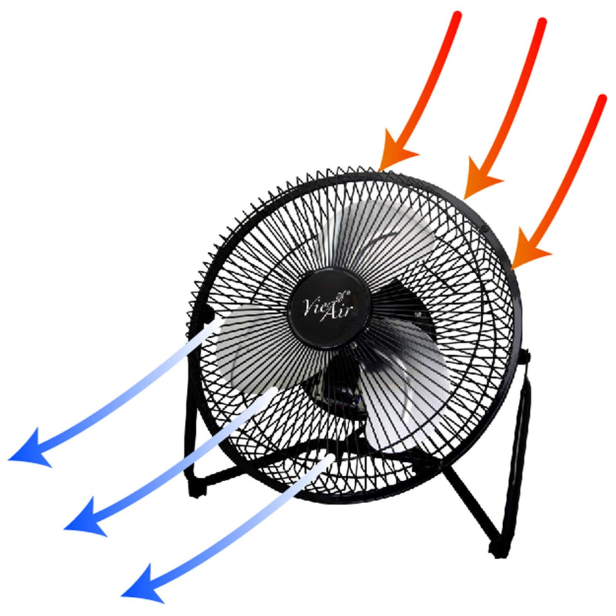 Vie Air VA-9N 9 Inch High Velocity Tilting 3-Speed Metal Floor Fan, Black