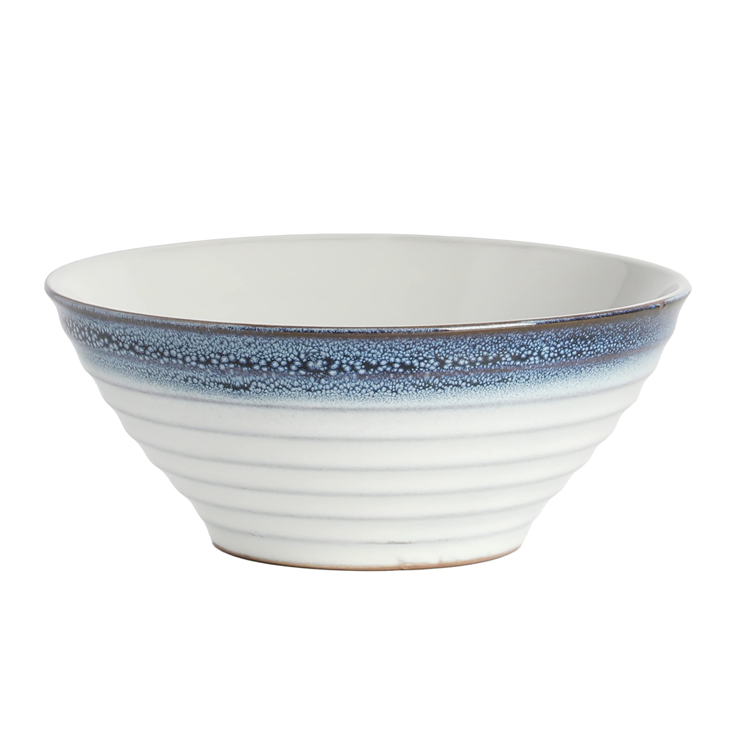 Gibson Elite Spiral Reactive 16-Pc Dinnerware Set – Blue Embossed Stoneware Service for 4, Microwave & Dishwasher Safe