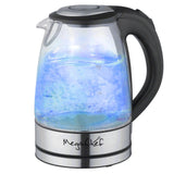 Megachef Light-Up Tea Kettle, 1.7L Clear Glass Cordless Electric Kettle with Blue LED and Auto Shut-Off