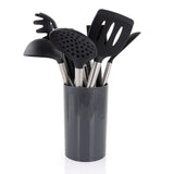 MegaChef 14-Piece Silicone and Stainless Steel Kitchen Utensil Set, Gray (13 Tools + Storage Canister)