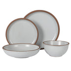 Gibson Elite Lagos 16-Piece Coupe Stoneware Dinnerware Set – Light Grey Matte Service for 4