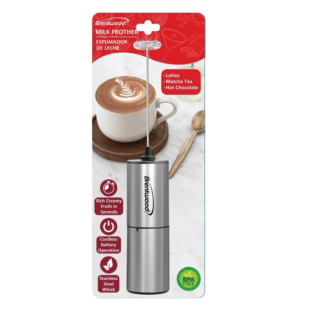 Brentwood Battery-Operated Stainless Steel Electric Milk Frother