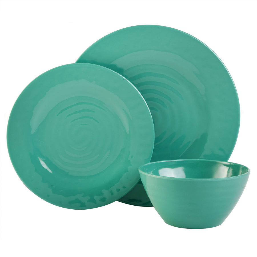 Gibson Home Brist 12-Piece Melamine Dinnerware Set, Blue (Service for 4)