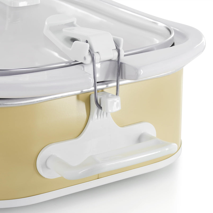 MegaChef MGSL-5000-C 3.5-Quart Casserole Slow Cooker with Locking Lid, Cream