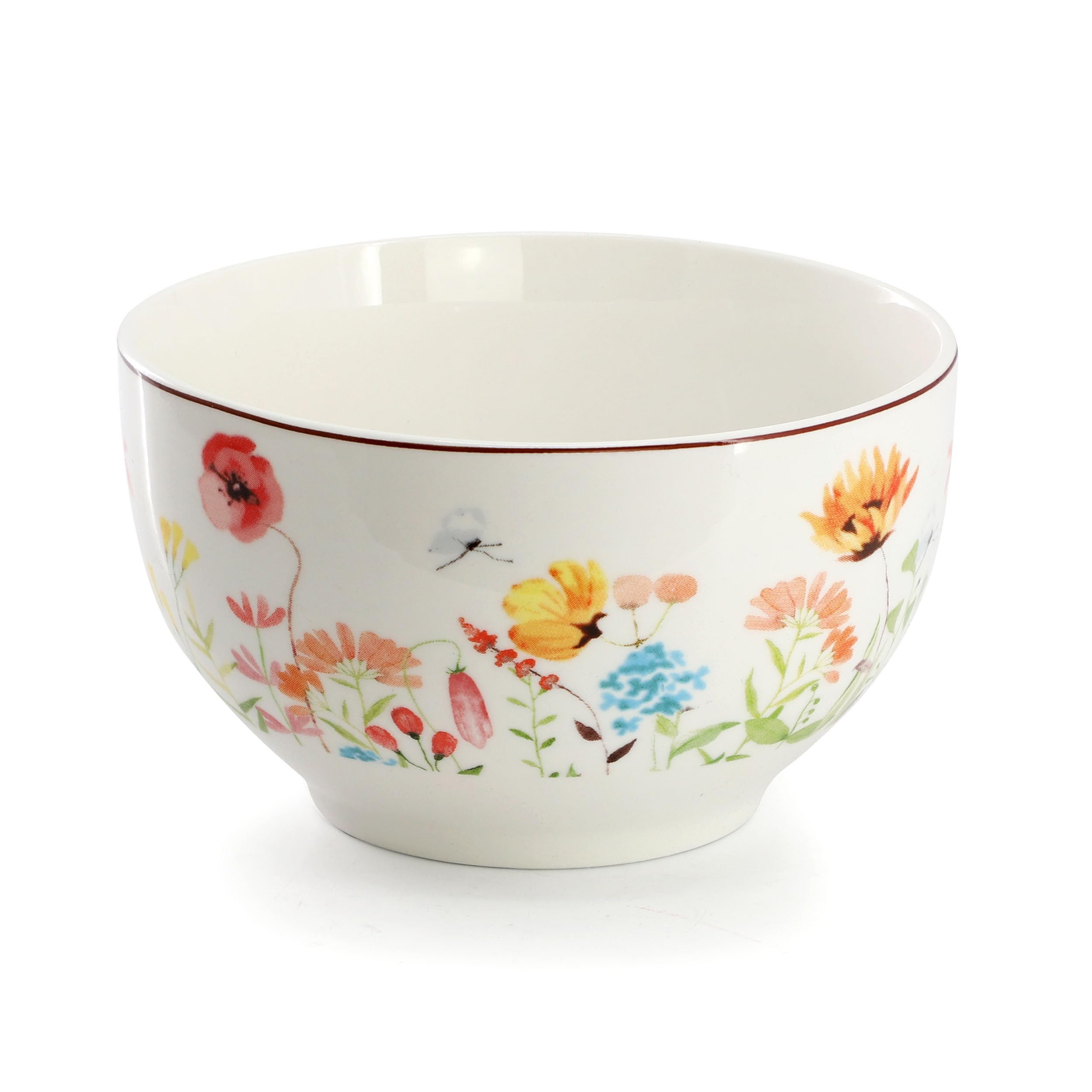 Elama Wildflower Meadow 16-Piece Porcelain Dinnerware Set – Service for 4, Floral Plates, Bowls & Mugs, Microwave & Dishwasher Safe