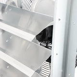 Vie Air 18 Inch Aluminum Shutter Exhaust Fan with Power Cord, 2,450 CFM Wall-Mount Ventilation, Silver