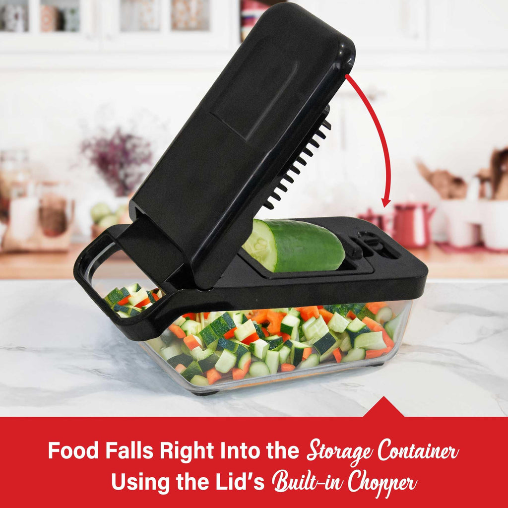 Brentwood All-in-One 4.25-Cup Food Chopper, Mandoline Slicer & Cheese Grater – 8 Interchangeable Stainless Steel Blades