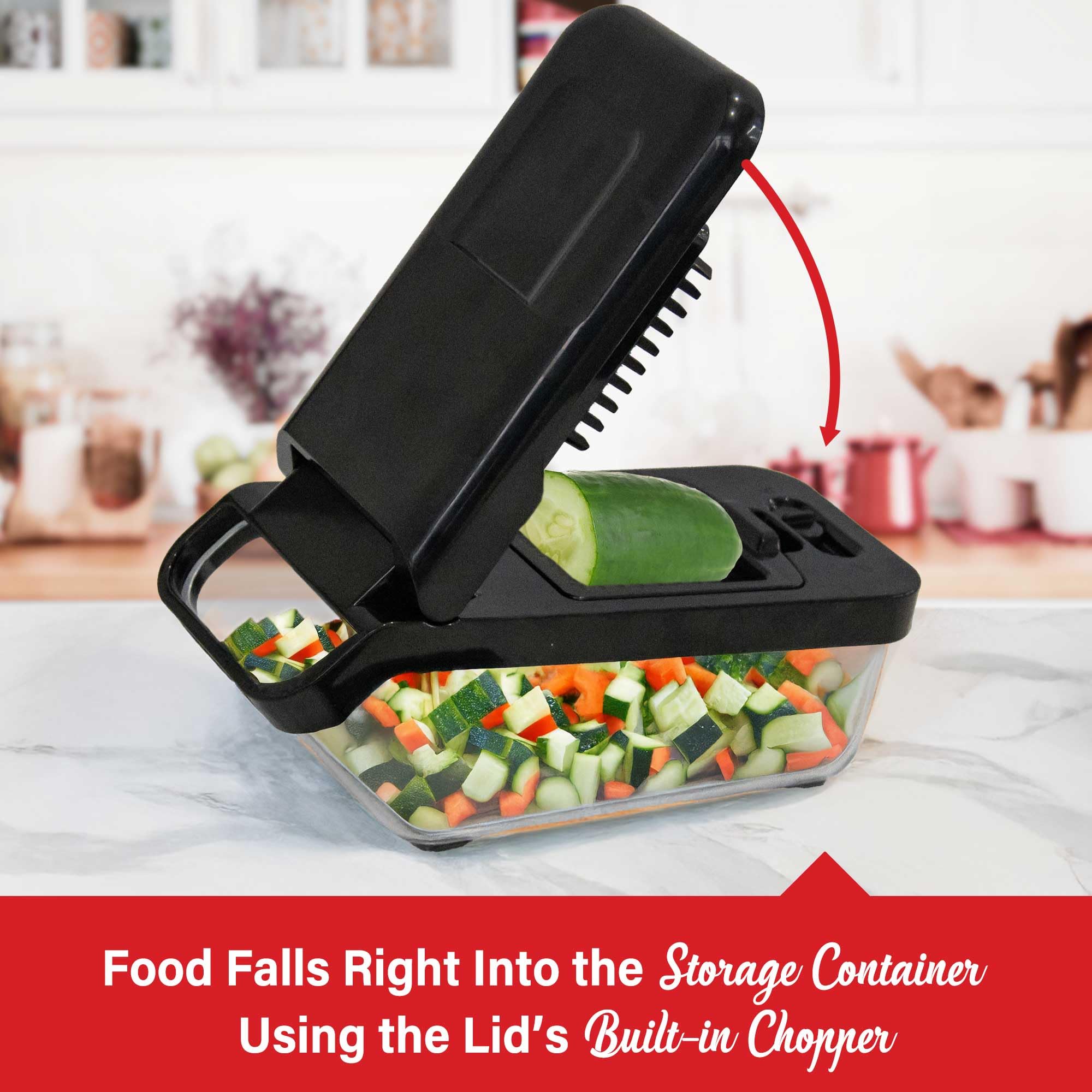 Brentwood All-in-One 4.25-Cup Food Chopper, Mandoline Slicer & Cheese Grater – 8 Interchangeable Stainless Steel Blades