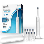 Supersonic Sonic Zoom+ Rechargeable Toothbrush with 6 Brush Heads, White