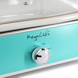 MegaChef 3.5-Quart Rectangular Casserole Slow Cooker, 9x13 Oven-Safe Stoneware Crock, Turquoise