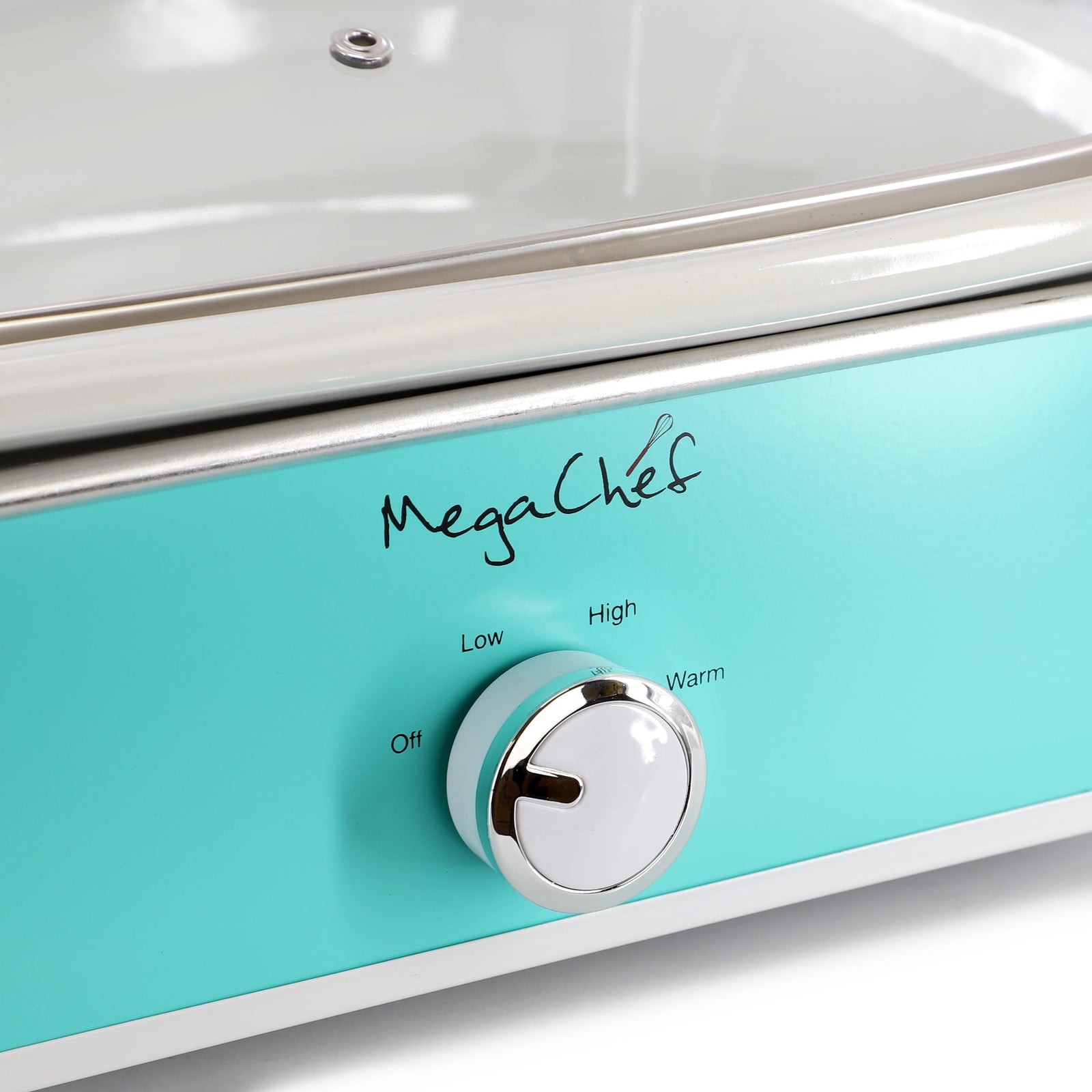 MegaChef 3.5-Quart Rectangular Casserole Slow Cooker, 9x13 Oven-Safe Stoneware Crock, Turquoise