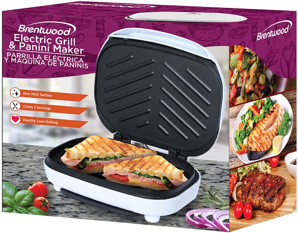 Brentwood Appliances TS-605 2-Slice Capacity Electric Contact Grill, White