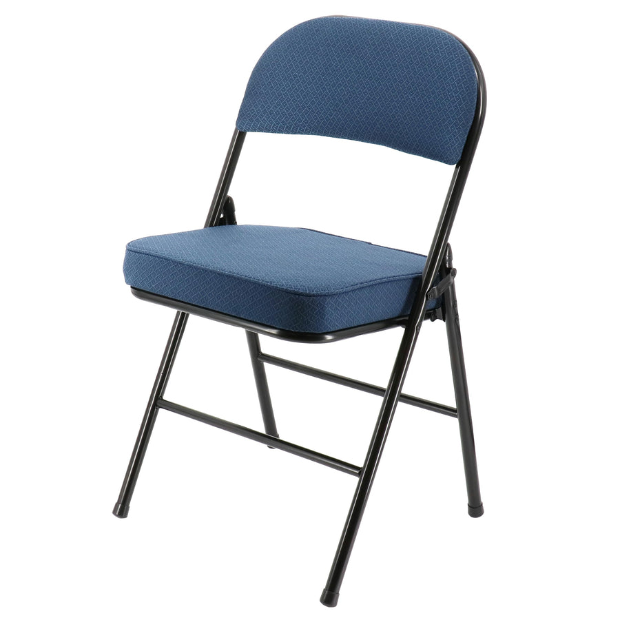 Elama 4-Piece Metal Folding Dinner Chairs, Padded Seats & Top Handle, Indoor/Outdoor, Blue (Set of 4)