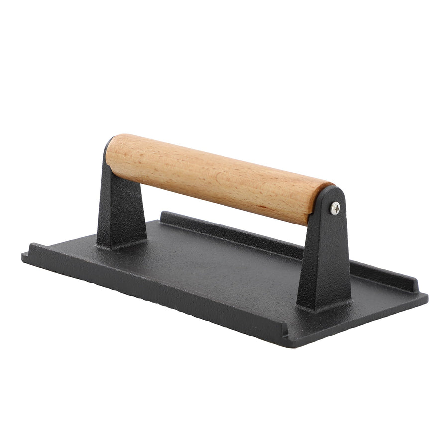 MegaChef MC-455 8 x 4 inch rectangular pre-seasoned cast iron grill press with integral handle