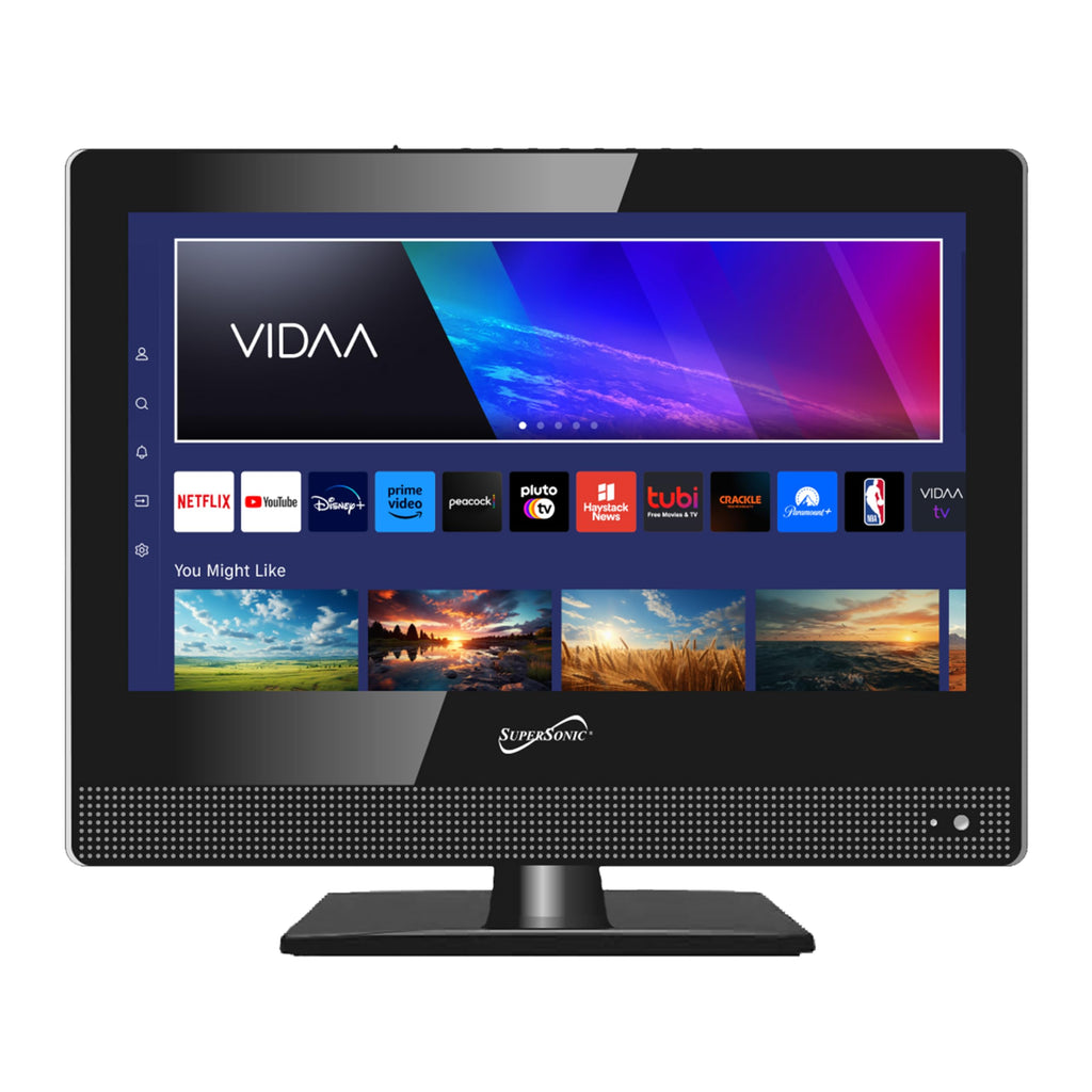 SuperSonic 15.6-Inch 1080p LED Smart TV with 12V Car Adapter, Black