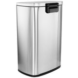 Stainless Steel Step Trash Can, 13 Gallon (50 L) Rectangular with Slow-Close Lid, Matte Silver, by Elama